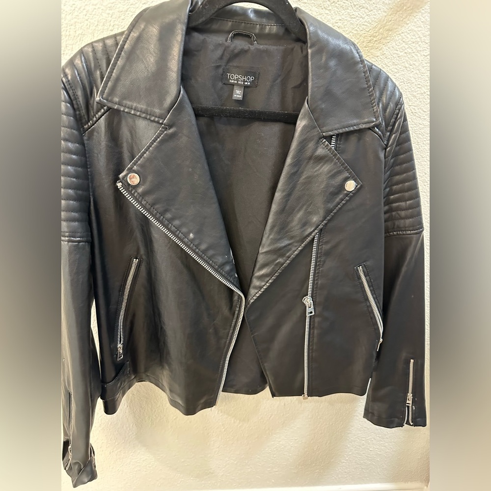 Topshop Black Leather Moto Jacket